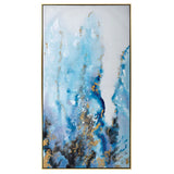 Designer Blue/Gold Contemporary Abstract Framed Canvas/Waves