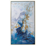 Designer Blue/Gold Contemporary Abstract Framed Canvas/Waves